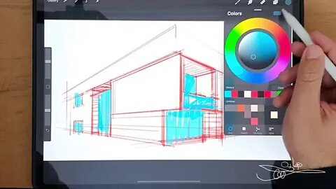 2 point perspective (Procreate) بيت مودرن