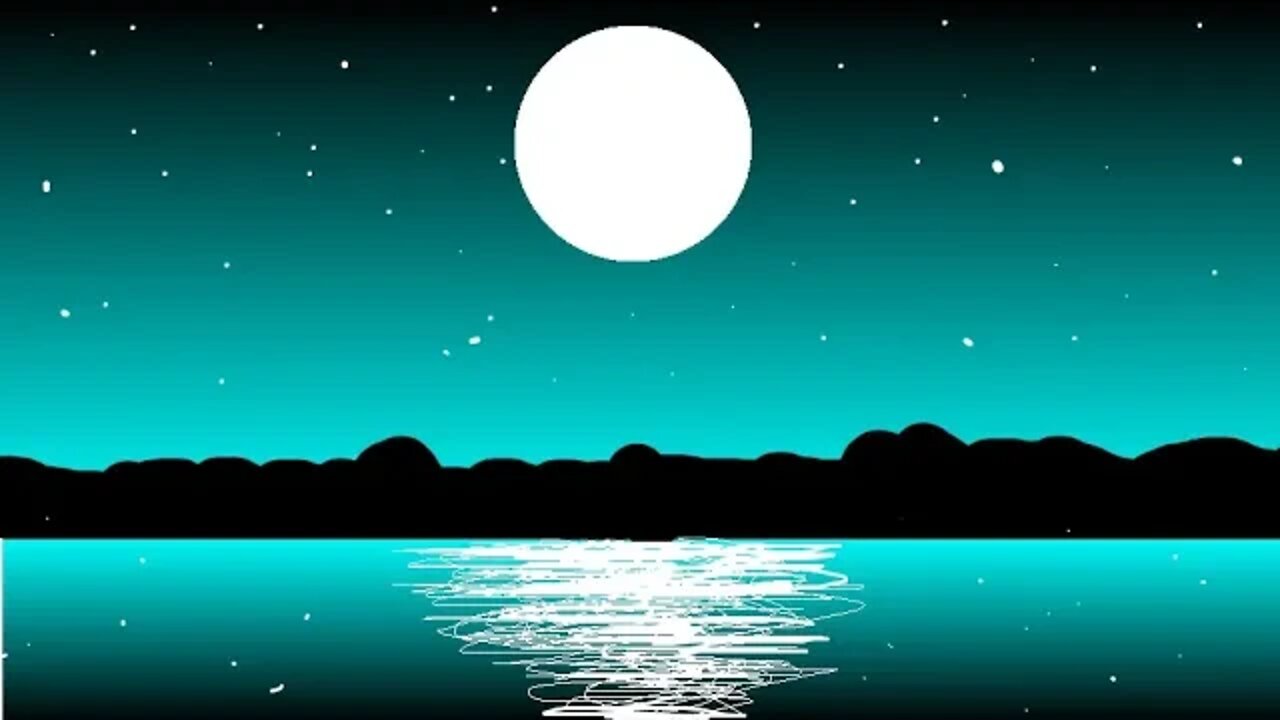 How to Draw Scenery of Moonlight Night by MS Paint, Beautifull Scenery Drawing