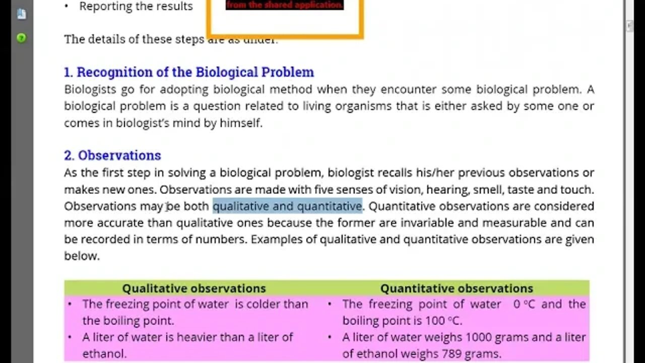 Bio 8 Lec 1 Biological problem Step 1 & 2