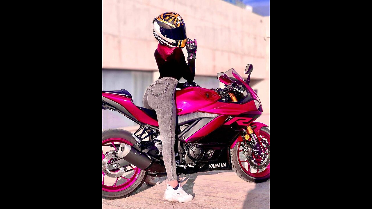 Girls bike stunt