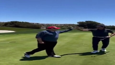 President Trump perfect golf strike