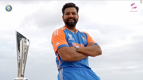 Captain Rohit Sharma with the precious trophy