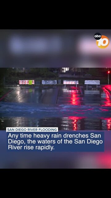 Heavy rain pounded San Diego County forcing the closure of streets around Mission Valley