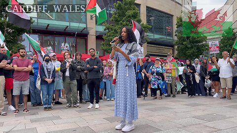 March for Sudan and Palestine, Central Library, Cardiff