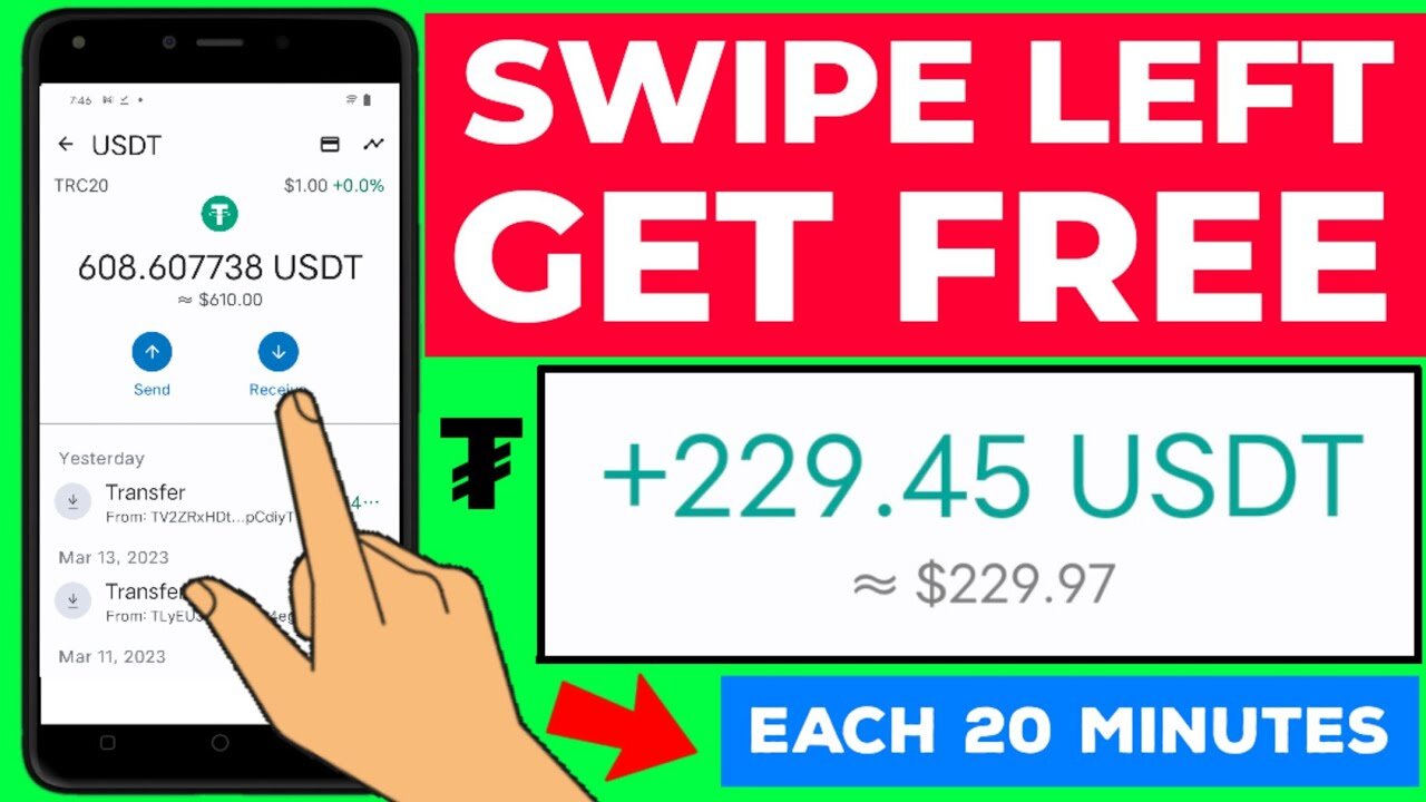 SWIPE LEFT & GET FREE $229 USDT Each 20 Minutes 💰 New USDT Mining Site 🔥 2023