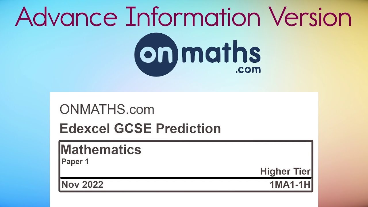 November 2022 RESIT Predicted Maths GCSE Paper 1 Edexcel (Higher) Exam 1MA1-1H