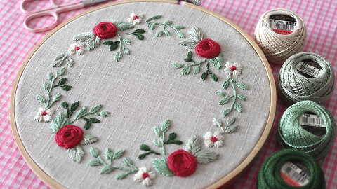 Flower Wreath • Hand Embroidery Template F03 • Tutorial for Beginners | Bonjour Embroidery