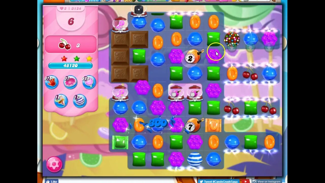 Candy Crush level 3124 Talkthrough, 22 Moves 0 Boosters