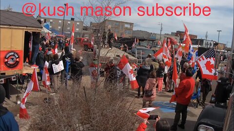 Singing Oh’ Canada North Bay waterfront freedom Convoy/rally April 2/22