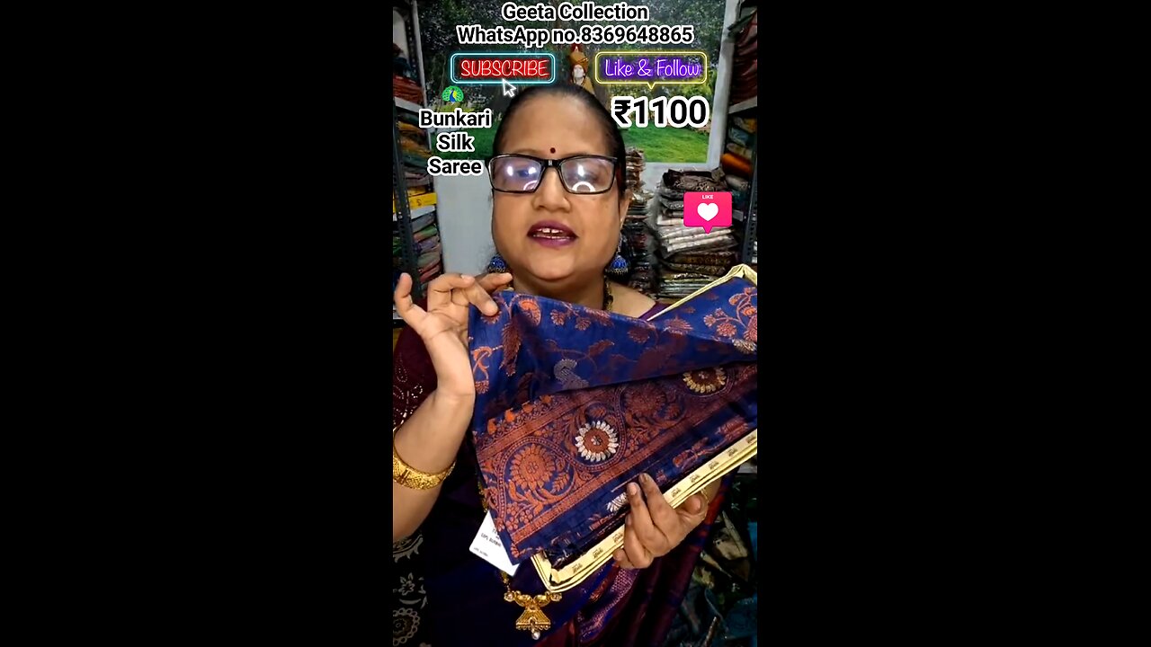 🦚 Bunkari Silk Saree @₹1100/-🤩order on WhatsApp no.8369648865 Like Follow Share Comment for more!!