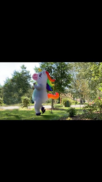 Dad Dresses As Inflatable Dancing Unicorn