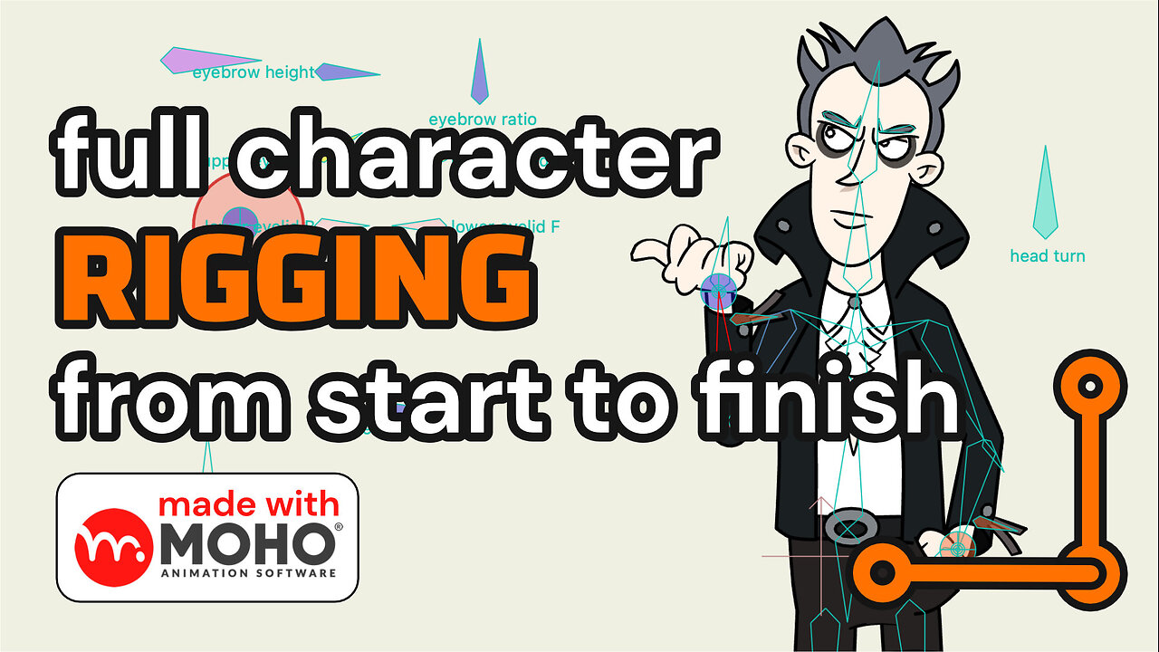 Rigging a Character In Moho Pro from tracing to smart bones to widgets