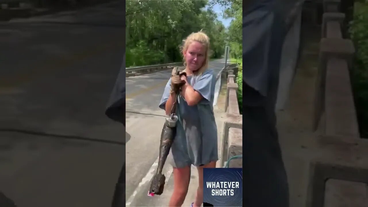 This woman fishes a bunch of weird and random things in the water #shorts #weird #random #fishing