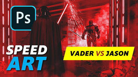 Darth Vader vs Jason X | Making 80's Retro Graphic | Speed Art in Photoshop