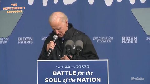 Joe Biden takes long pauses wearing the wrong jacket.