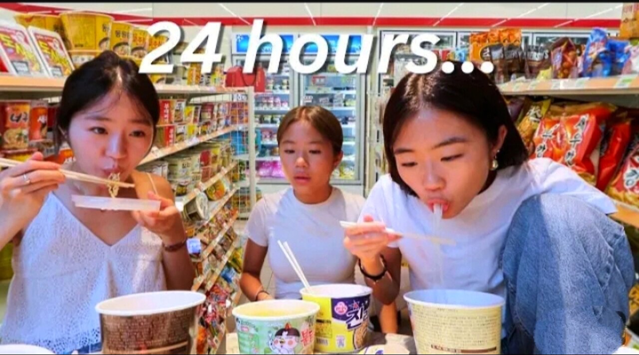 Eating ONLY at Korean convenience store for 24 hours! *wow*