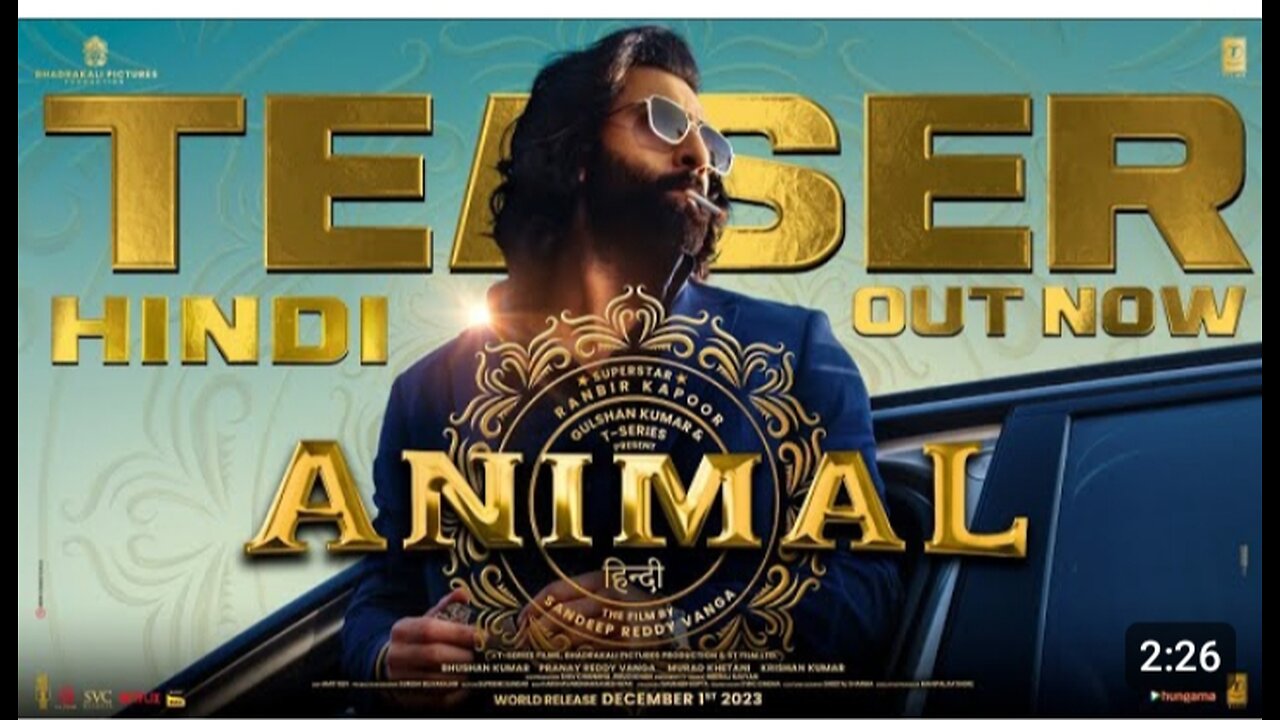 ANIMAL (Official Teaser): Ranbir Kapoor |Rashmika M, Anil K, Bobby D |Sandeep Reddy Vanga |Bhushan K