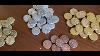 My little poured coin stack. Aluminum, Aluminum Bronze, Brass, Copper.