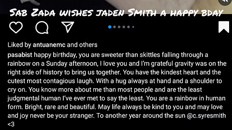 Sab Zada (pasabist) wishes Jaden Smith a happy birthday