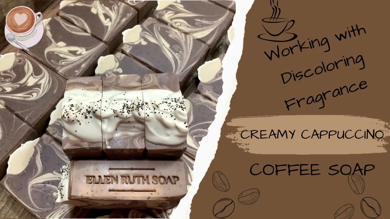 Making Coffee Soap 🤎 CREAMY CAPPUCCINO ☕️ + Working with Discoloring Fragrance | Ellen Ruth Soap