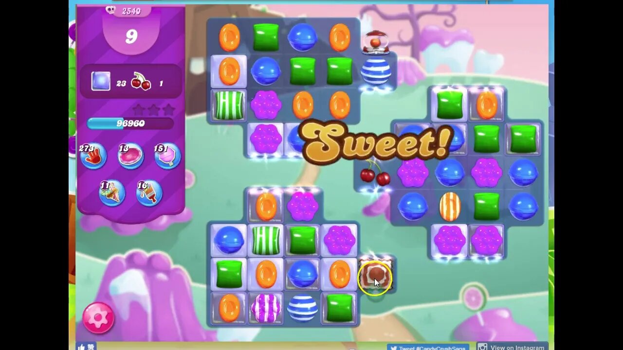 Candy Crush Level 2540 Audio Talkthrough, 3 Stars 0 Boosters