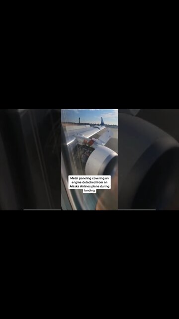 The cowling, or metal panelling covering the engine, of a #AlaskaAirlines plane detached from the ai