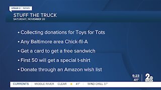 Baltimore-area Chick-fil-A restaurants holding Stuff the Truck November 20 for Toys for Tots