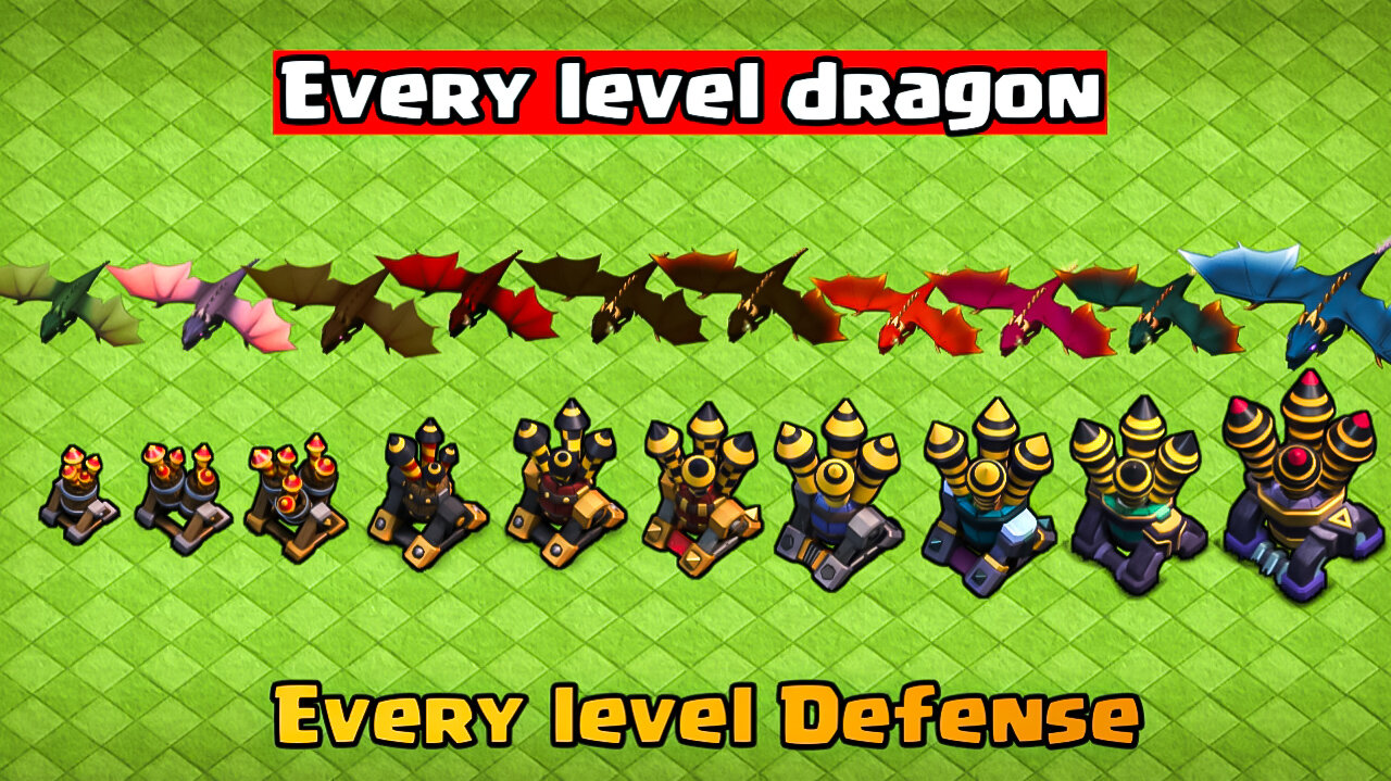 Every Level Dragon Vs Every Level Air Defense Challenge | Clash Of Clans