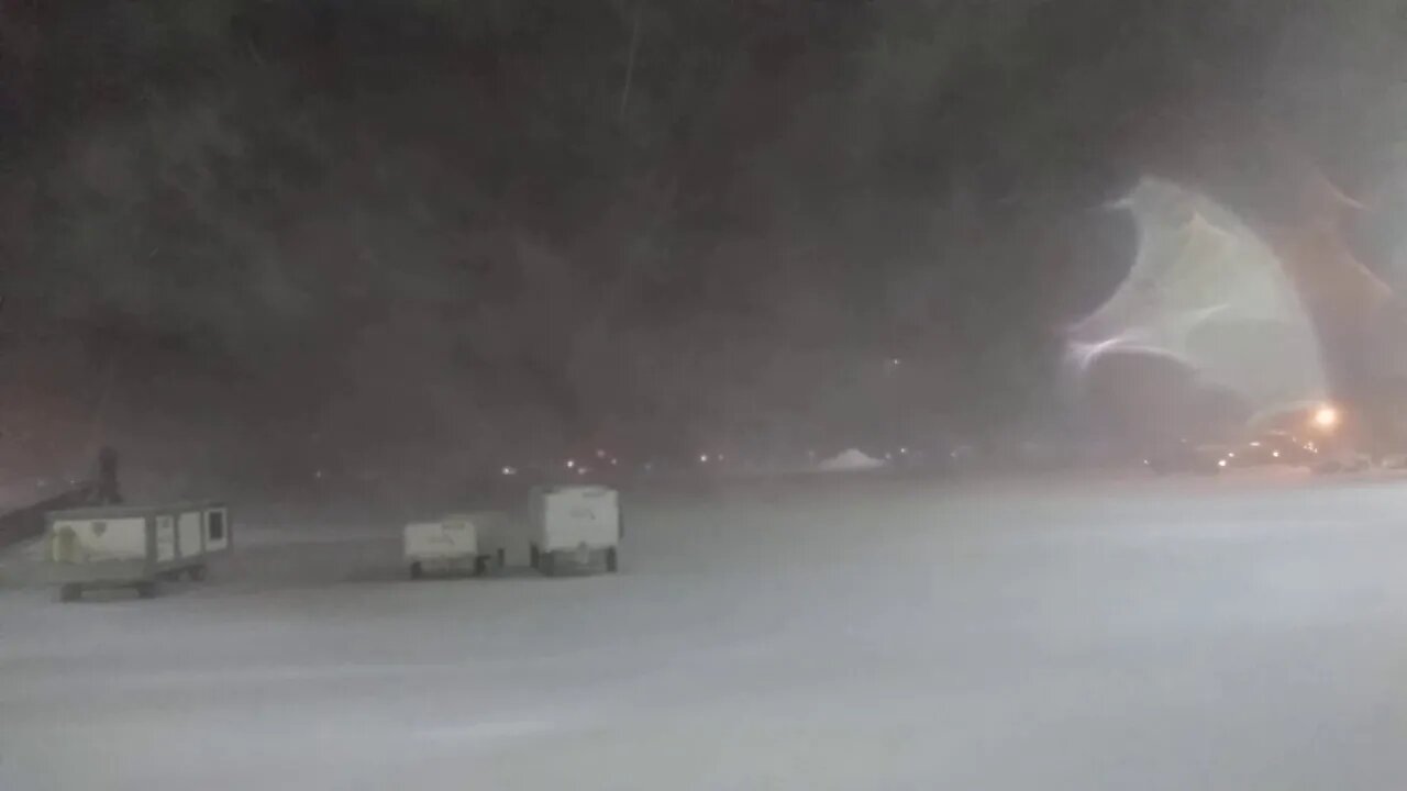 Snowy Night at Akron Canton Airport Feb 27 2020