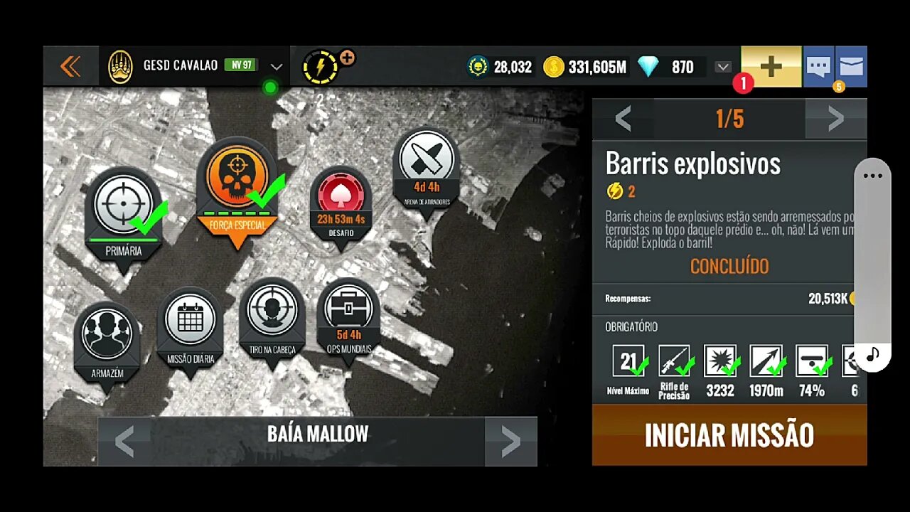 GUIGAMES - Sniper 3D Assassin - Baía Mallow - Missão 1 - Barris Explosivos