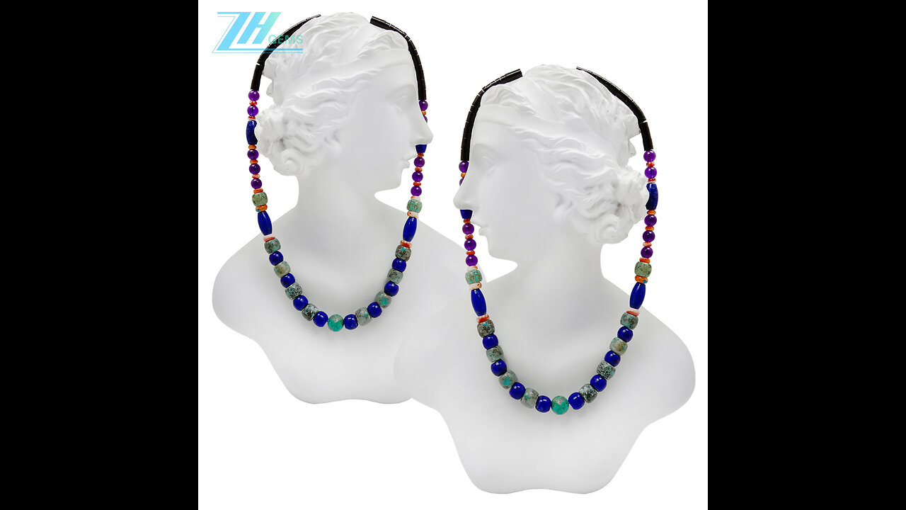 Natural turquoise and spiny oyster roundle beads Lapis lazuli with onyx Amethyst