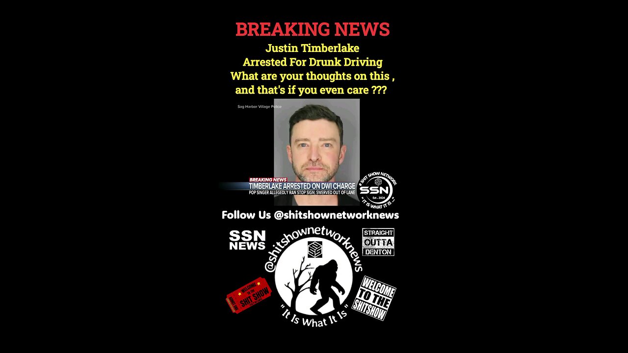 BREAKING NEWS : POP STAR JUSTIN TIMBERLAKE ARRESTED FOR DRUNK DRIVING