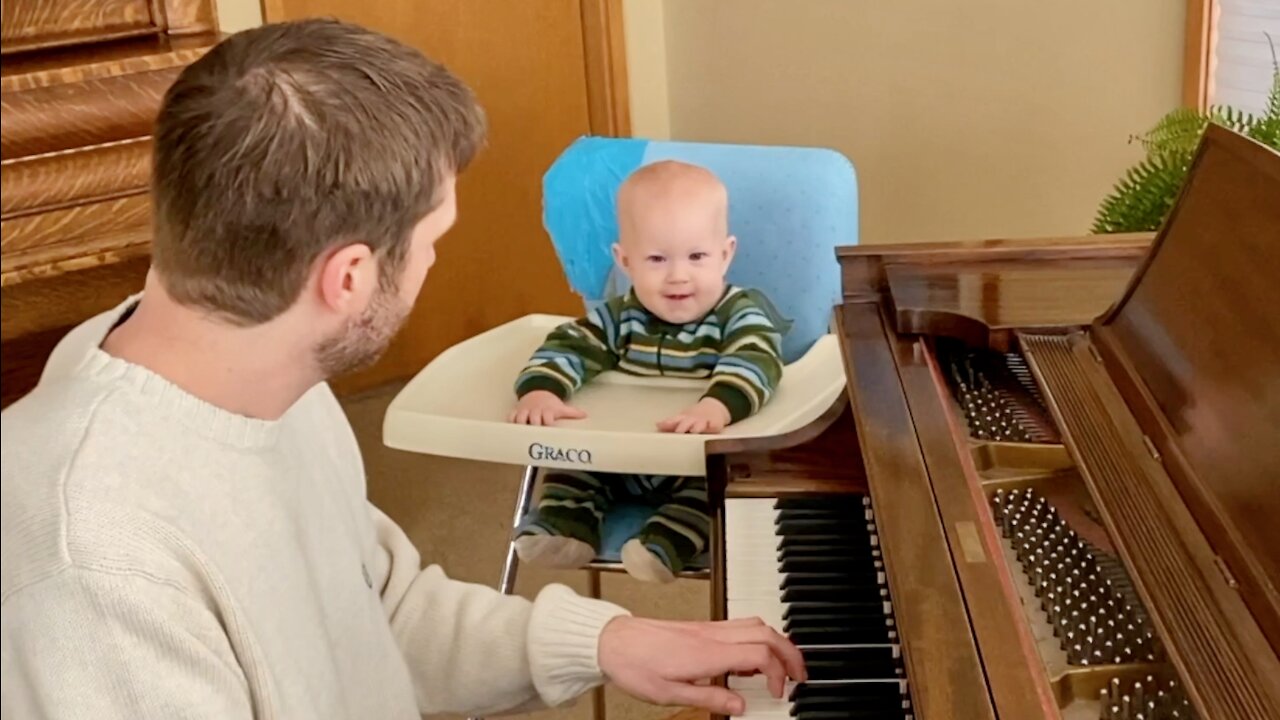 Baby Reacts to Piano - What Child Is This (Cover)