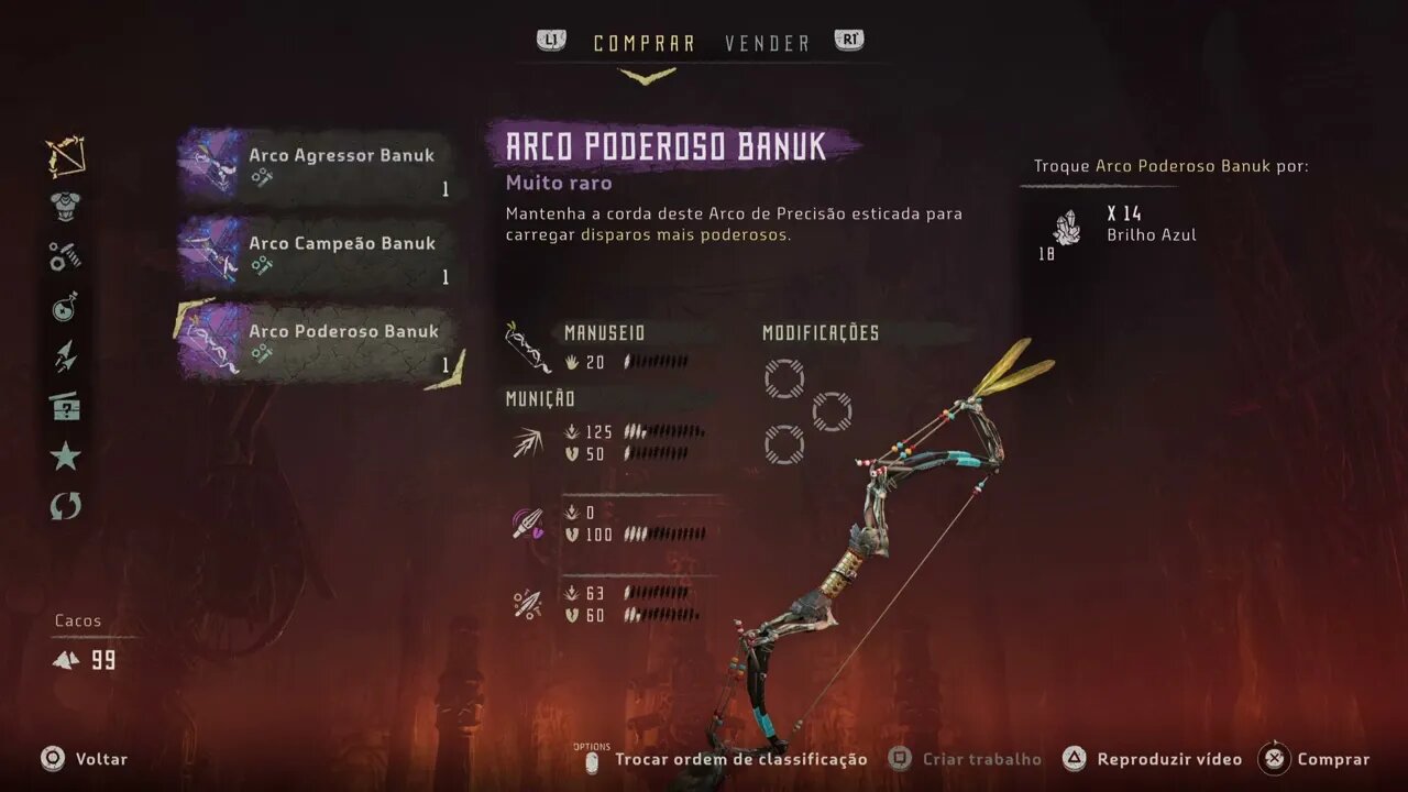 Trocou Brilho Azul por uma arma ou traje especial #PlayStationTrophy - Horizon Zero Dawn