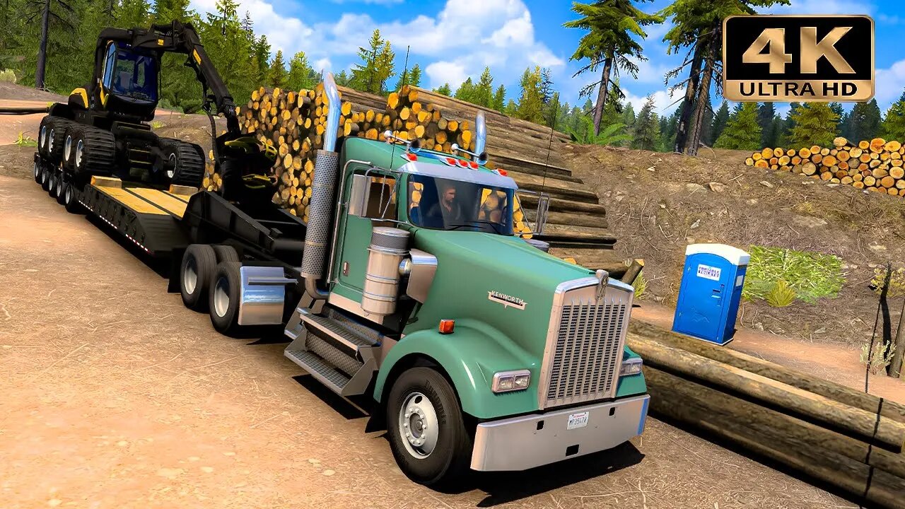 Kenworth W900 with Excavator | ATS Gameplay "4K"