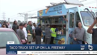 Taco truck set up on LA freeway?