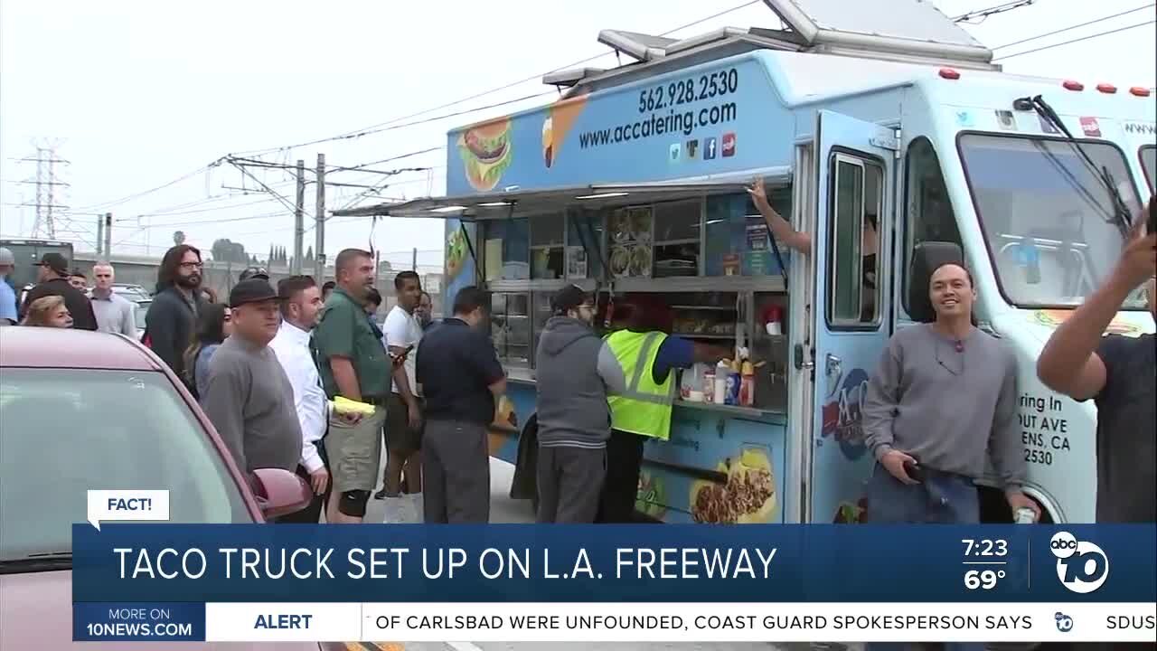 Taco truck set up on LA freeway?