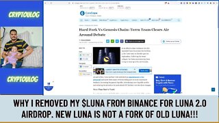 Why I Removed My $LUNA From Binance For LUNA 2.0 Airdrop. New Luna Is Not A Fork Of Old Luna!!!