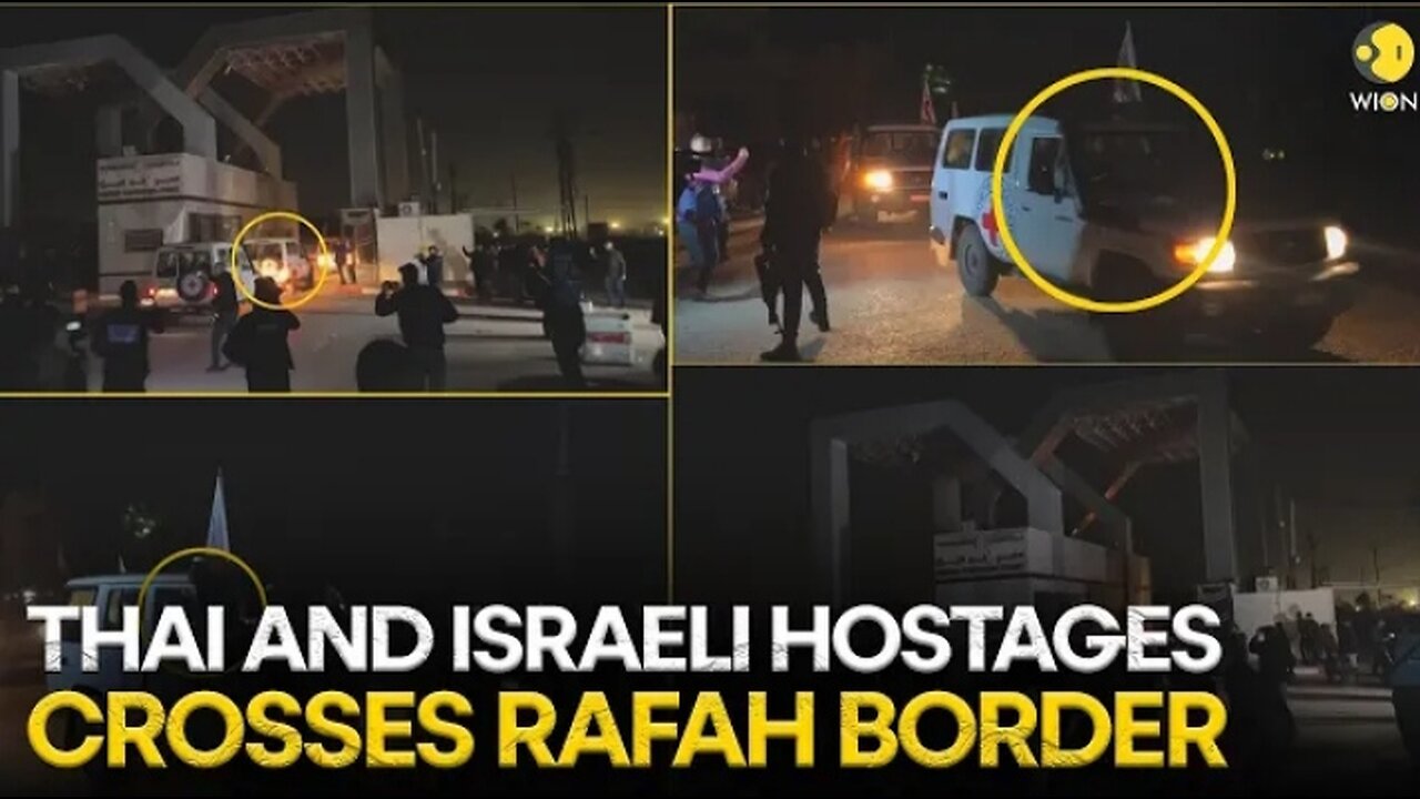 Hostage Release: Red Cross convoy carries Thai & Israeli hostages from Rafah border to Egypt