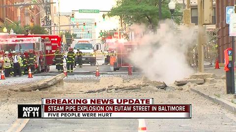 Steam pipe explosion on S. Eutaw Street