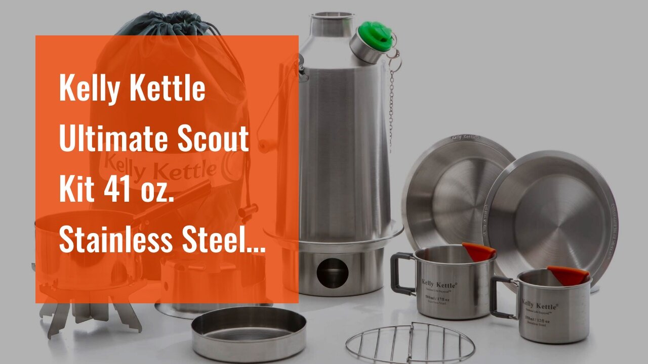 Kelly Kettle Ultimate Scout Kit 41 oz. Stainless Steel Camp Kettle, Lightweight Camping Kettle...