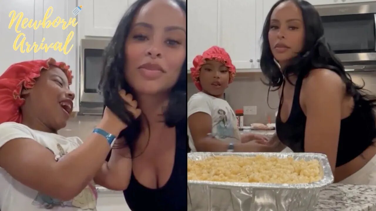 "This Is Not A Wig" Alexis Skyy's Daughter Alaiya Insist On Braiding Mommy's Hair While Cooking!