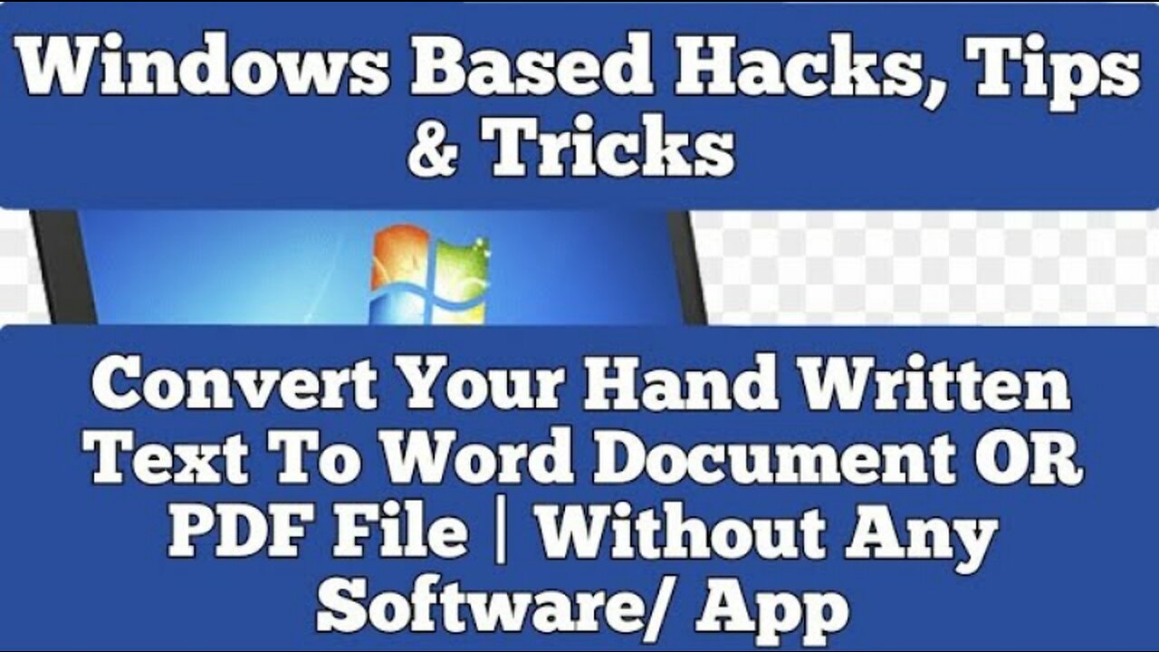 Windows Based Hacks, Tips & Tricks | Convert Hand Written Text To Word OR PDF | No External Source