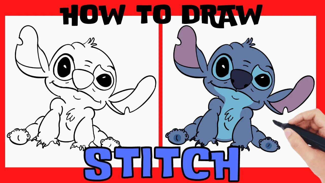 How to Draw STITCH from LILO AND STITCH! Easy Step-by-Step