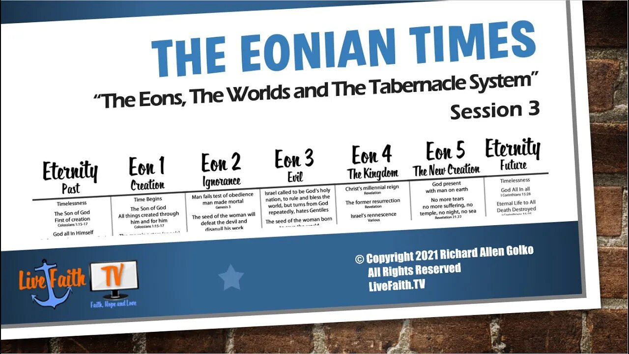 The Eonian Times Course -- Session 3 -- The Eons, Worlds and Temple and Tabernacle Systems