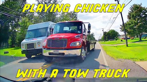 TOW TRUCK REFUSES TO YIELD AND COMES CLOSE TO A HEAD-ON COLLISION | Road Rage USA & Canada