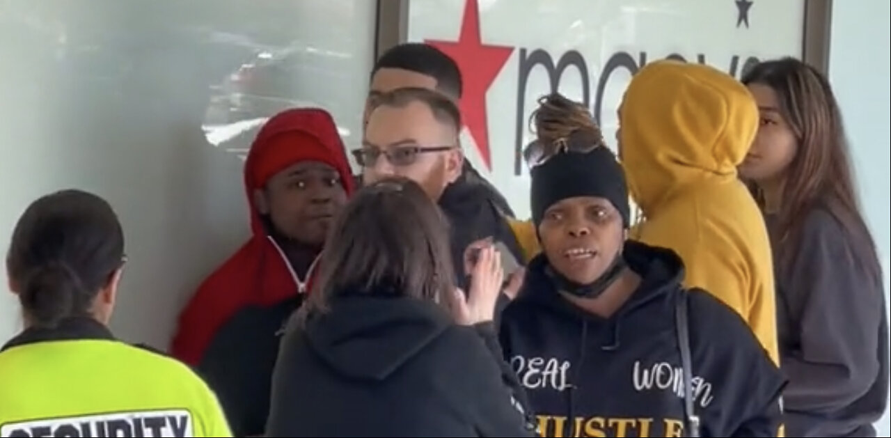 Macys Los Prevention in Sacramento California detain a Black Male Shoplifter outside the store