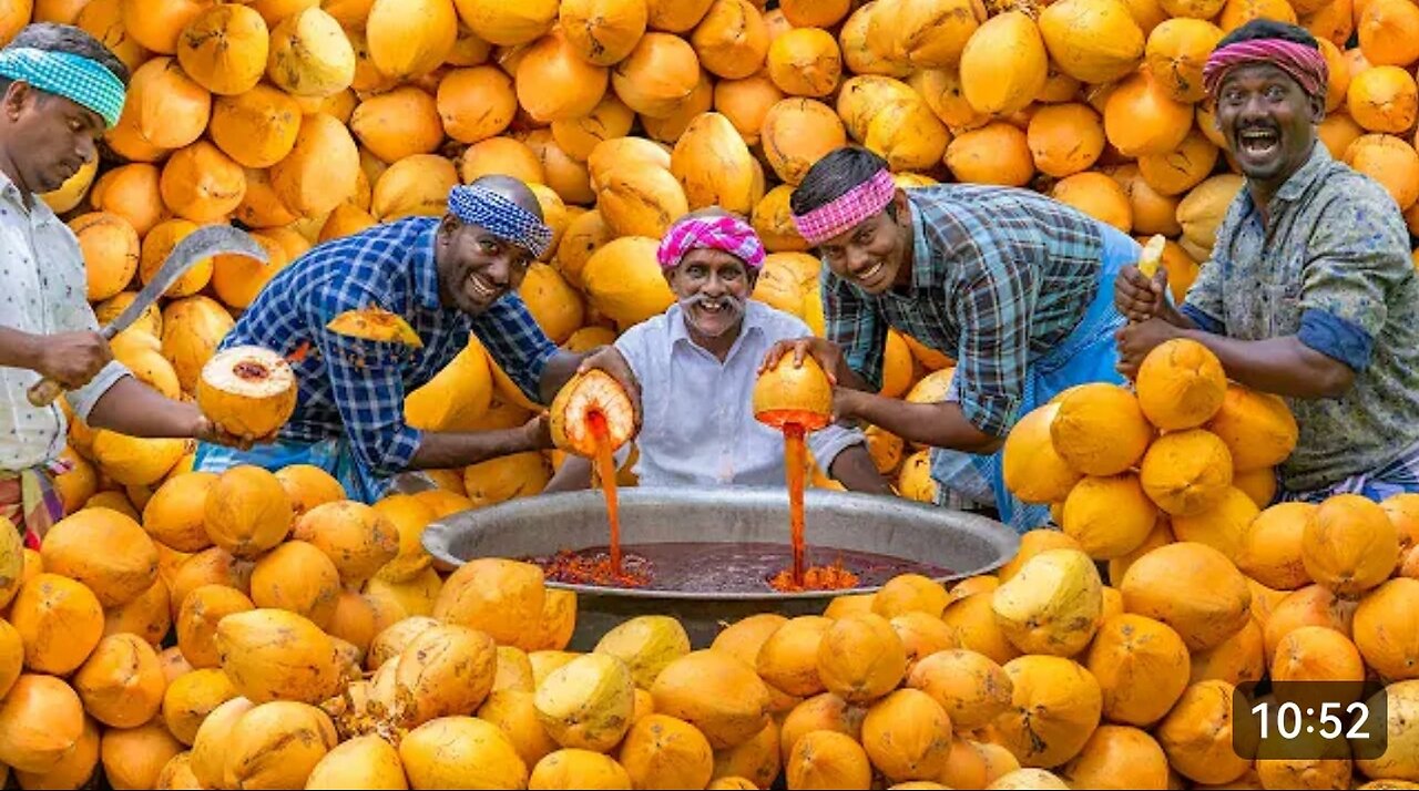 Natural Juice Red Tender Coconut Sarbath Healthy Juice Making