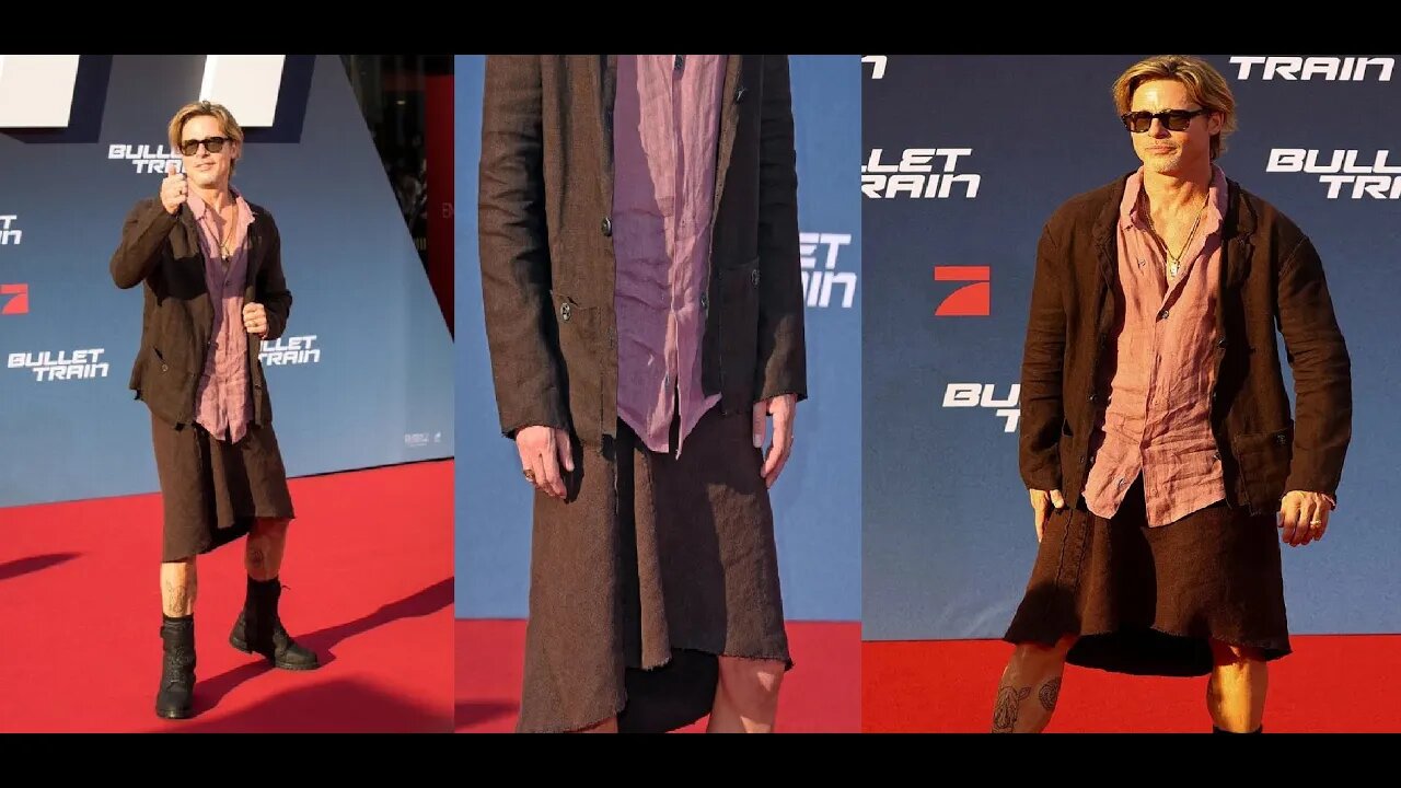 BRAD PITT In A SKIRT - Brad Pitt Shows off His Cool in Confusion Style at Bullet Train Premier