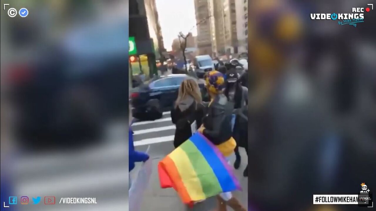 WATCH: moment a car hits multiple BLM / Antifa protesters in Manhattan